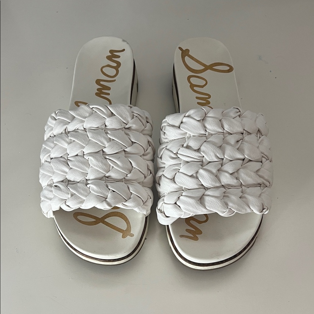 White Sam Edelman Slides